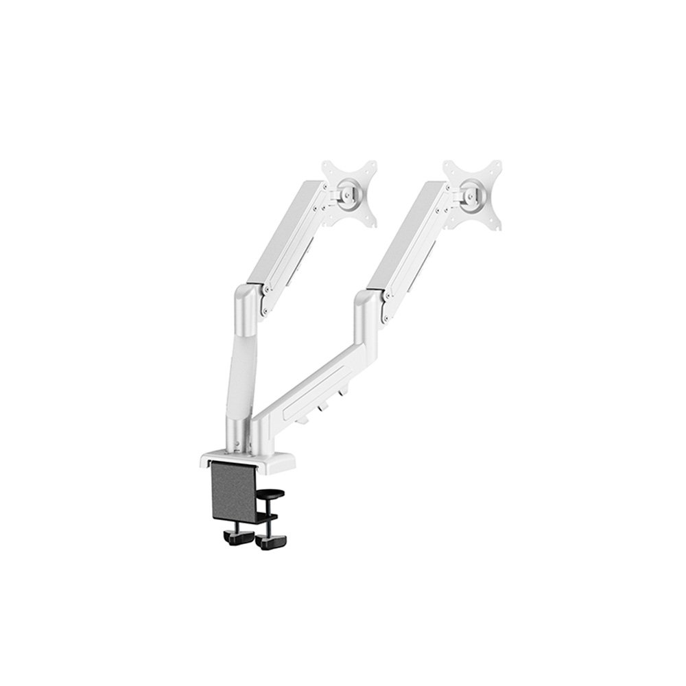Imagem 3 de 10 do produto Suporte de Mesa Articulado para 2 Monitores de 17" a 32" FlexiSpot F5D, Ajustes com Pistão a Gás, VESA, Branco - F5DW