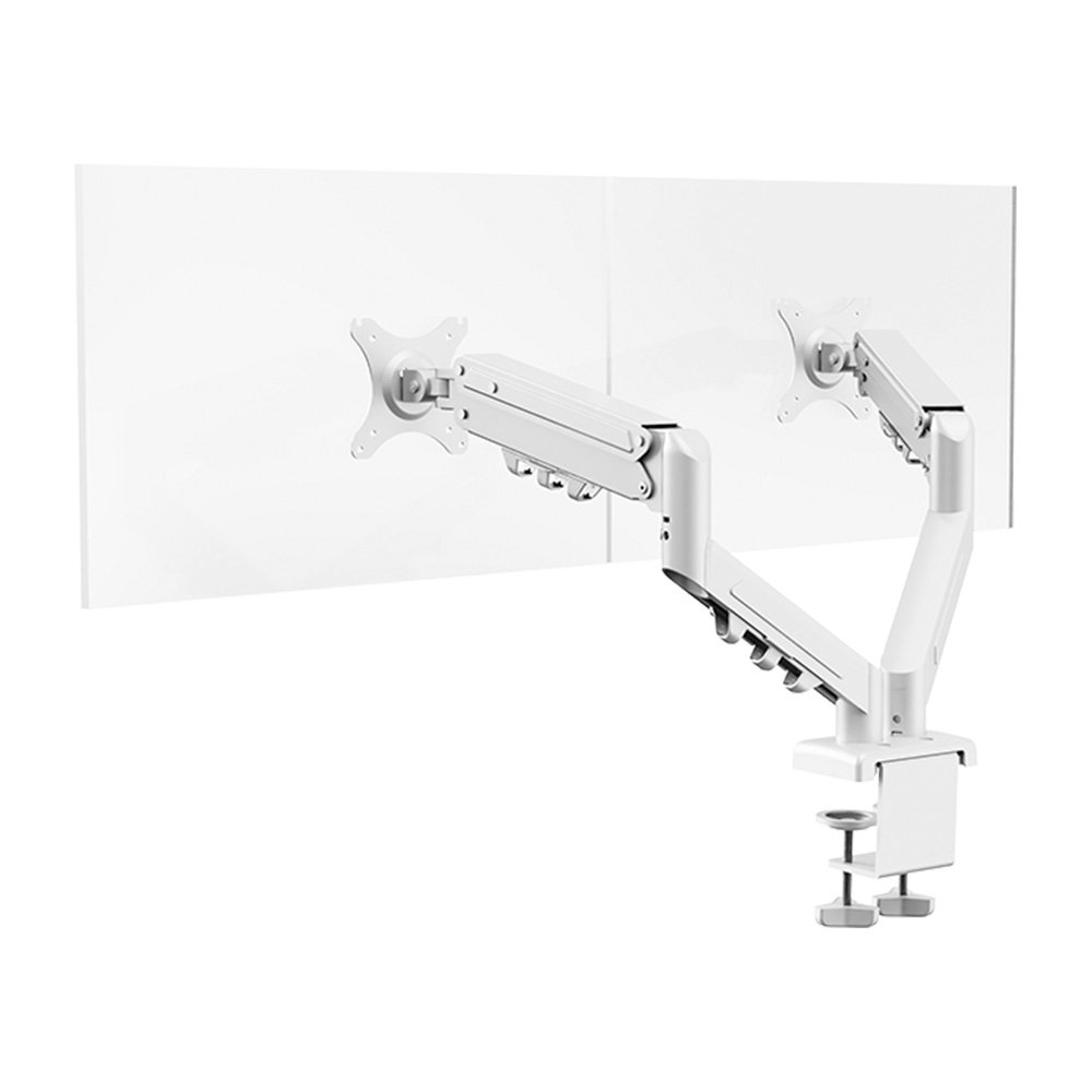 Imagem 4 de 10 do produto Suporte de Mesa Articulado para 2 Monitores de 17" a 32" FlexiSpot F5D, Ajustes com Pistão a Gás, VESA, Branco - F5DW