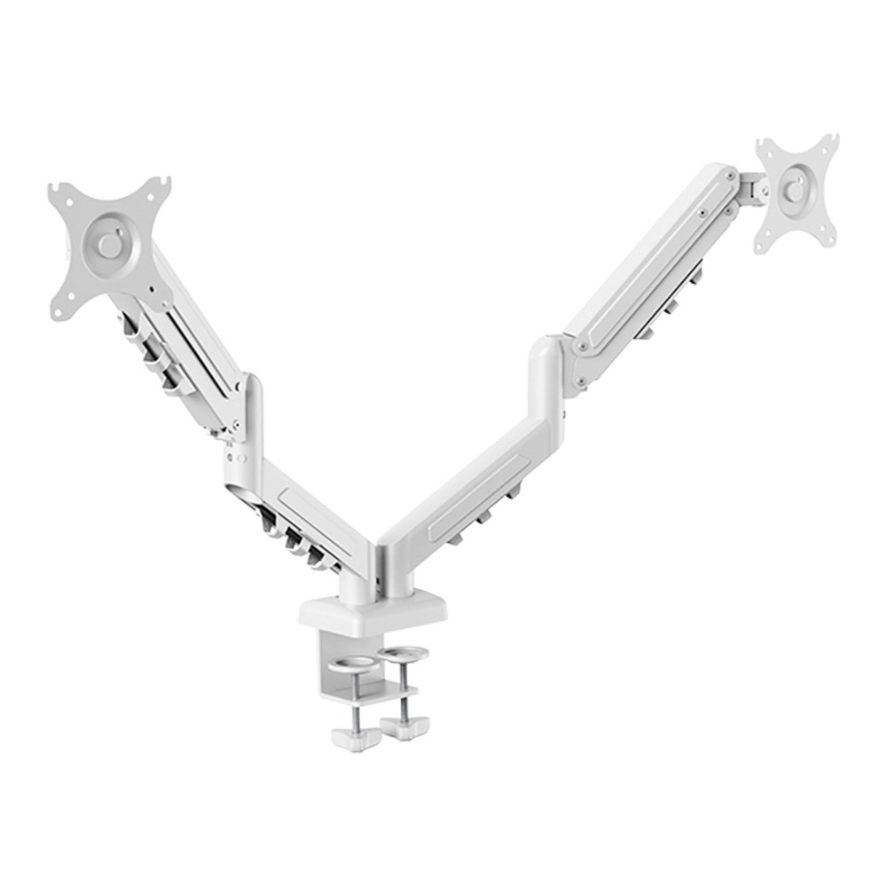 Imagem 5 de 10 do produto Suporte de Mesa Articulado para 2 Monitores de 17" a 32" FlexiSpot F5D, Ajustes com Pistão a Gás, VESA, Branco - F5DW