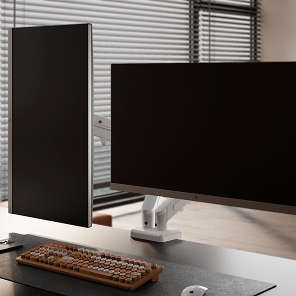 Imagem 6 de 10 do produto Suporte de Mesa Articulado para 2 Monitores de 17" a 32" FlexiSpot F5D, Ajustes com Pistão a Gás, VESA, Branco - F5DW