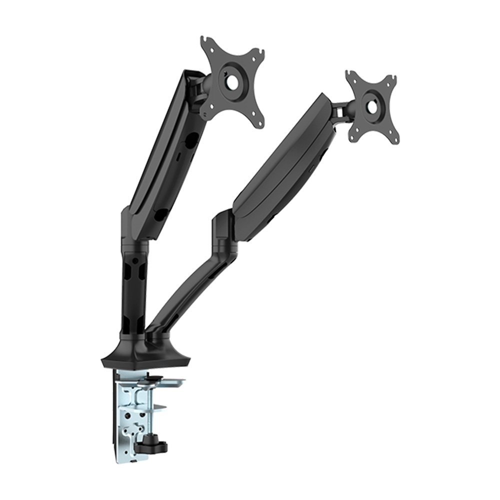 Imagem 7 de 13 do produto Suporte de Mesa Articulado para 2 Monitores de 10"" a 27"" FlexiSpot F7D, Ajustes com Pistão a Gás, VESA, Preto - F7DB