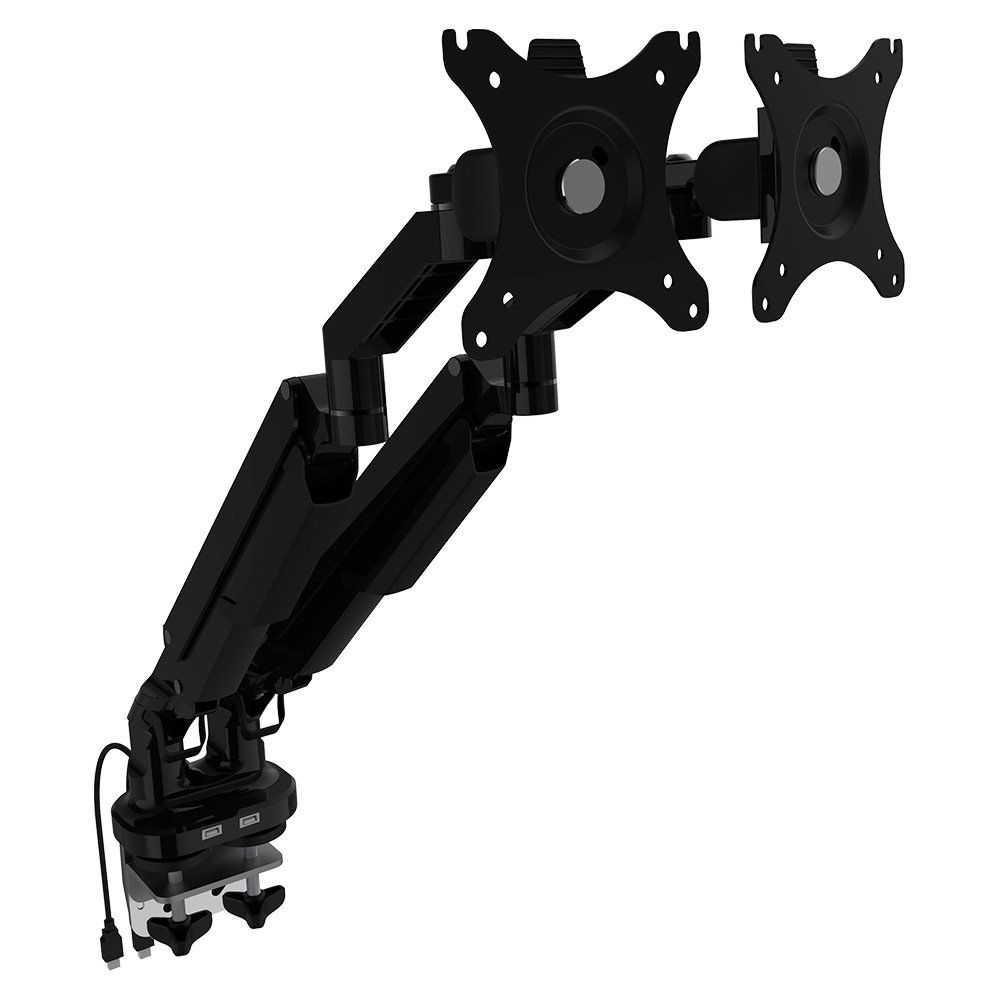 Imagem 8 de 9 do produto Suporte de Mesa Articulado para 2 Monitores de 17" a 32" FlexiSpot MA8D2, Ajustes com Pistão a Gás, VESA, Preto - MA8D2B
