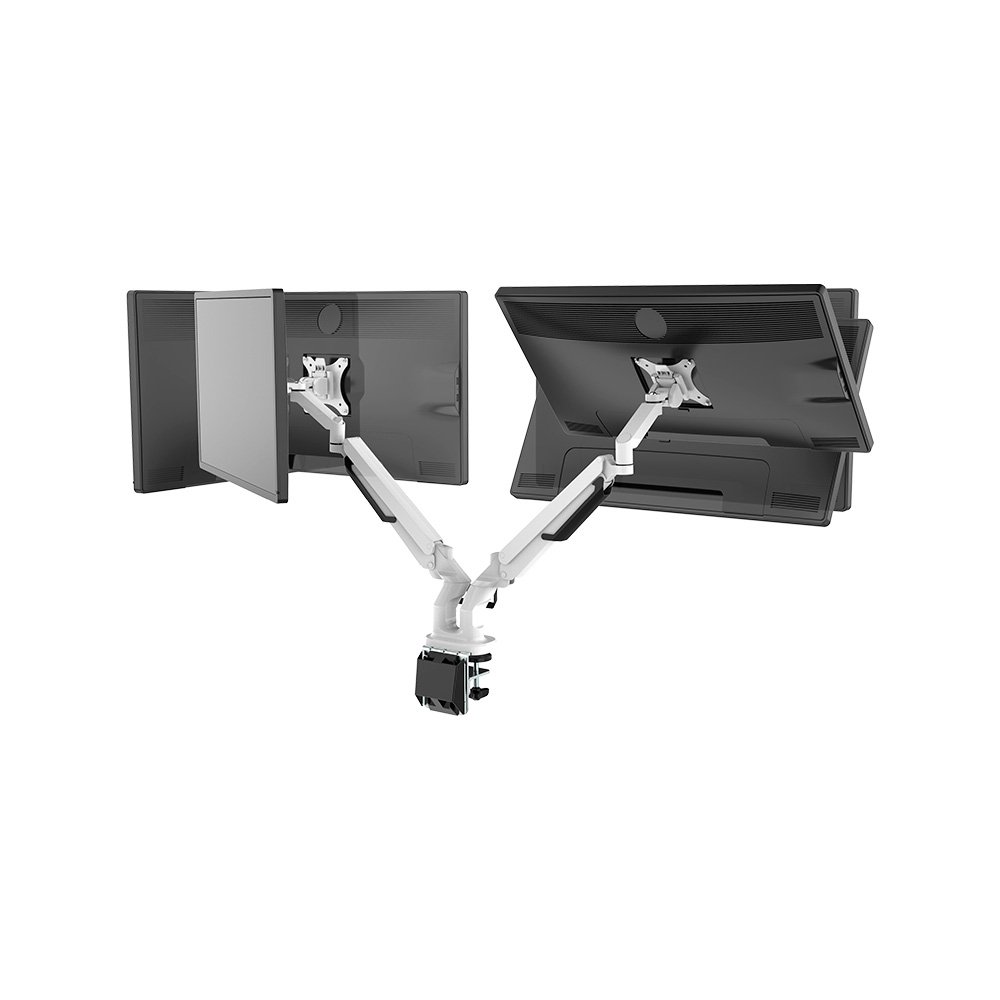 Imagem 2 de 19 do produto Suporte de Mesa Articulado para 2 Monitores de 17" a 32" FlexiSpot MA8D2, Ajustes com Pistão a Gás, VESA, Branco - MA8D2W