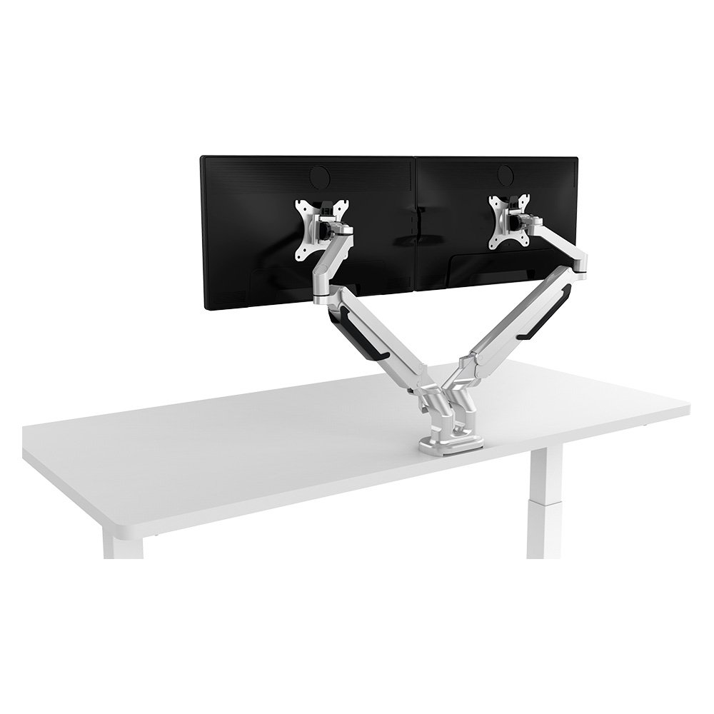 Imagem 6 de 19 do produto Suporte de Mesa Articulado para 2 Monitores de 17" a 32" FlexiSpot MA8D2, Ajustes com Pistão a Gás, VESA, Branco - MA8D2W