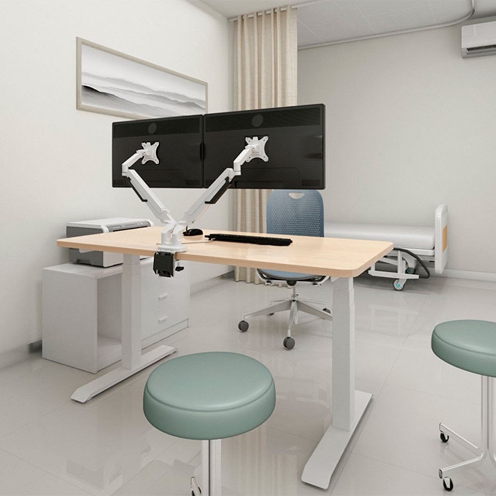 Imagem 17 de 19 do produto Suporte de Mesa Articulado para 2 Monitores de 17" a 32" FlexiSpot MA8D2, Ajustes com Pistão a Gás, VESA, Branco - MA8D2W
