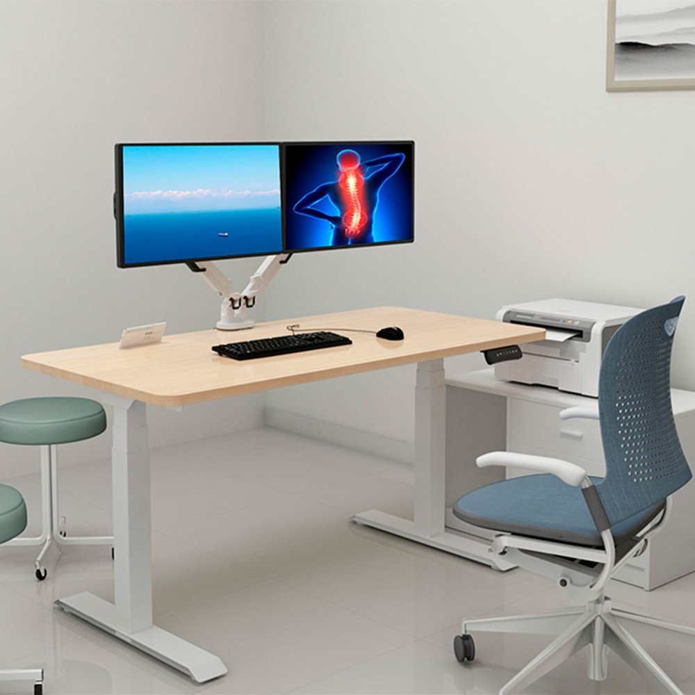 Imagem 19 de 19 do produto Suporte de Mesa Articulado para 2 Monitores de 17" a 32" FlexiSpot MA8D2, Ajustes com Pistão a Gás, VESA, Branco - MA8D2W