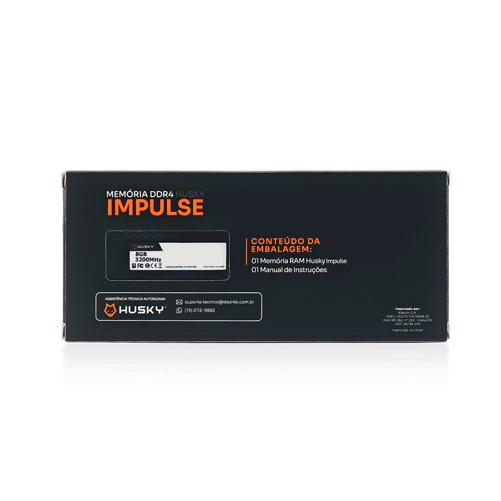 Memória RAM Husky Impulse, 8GB, 3200MHz, DDR4, CL22, Preto - HRM001083222PT Memória RAM Husky Impulse, 8GB, 3200MHz, DDR4, CL22, Preto - HRM001083222PT