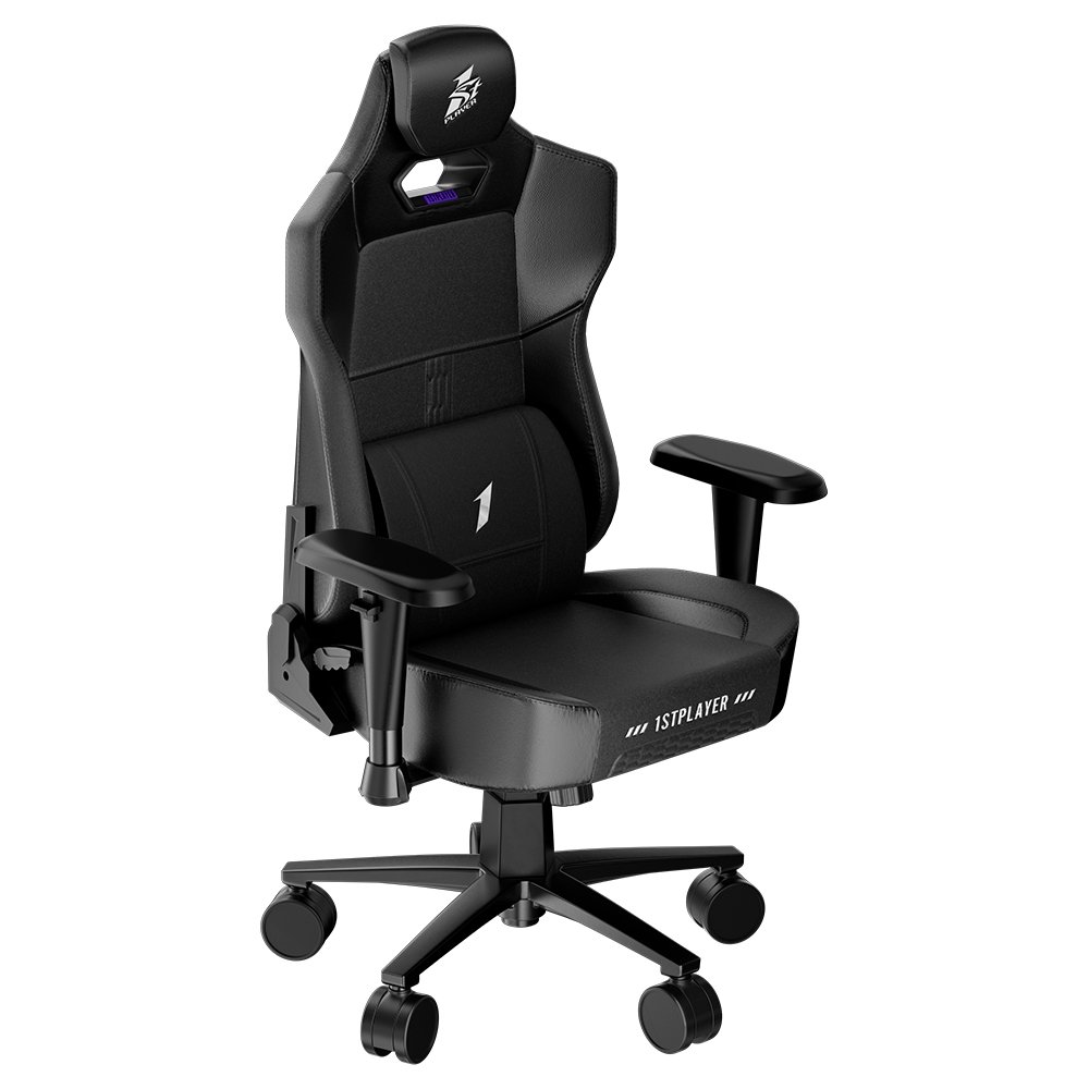 Imagem 3 de 6 do produto Cadeira Gamer 1STPLAYER k3, Até 140kg, Reclinável, com Almofadas, Material PU, Preta - K3-FC-BK