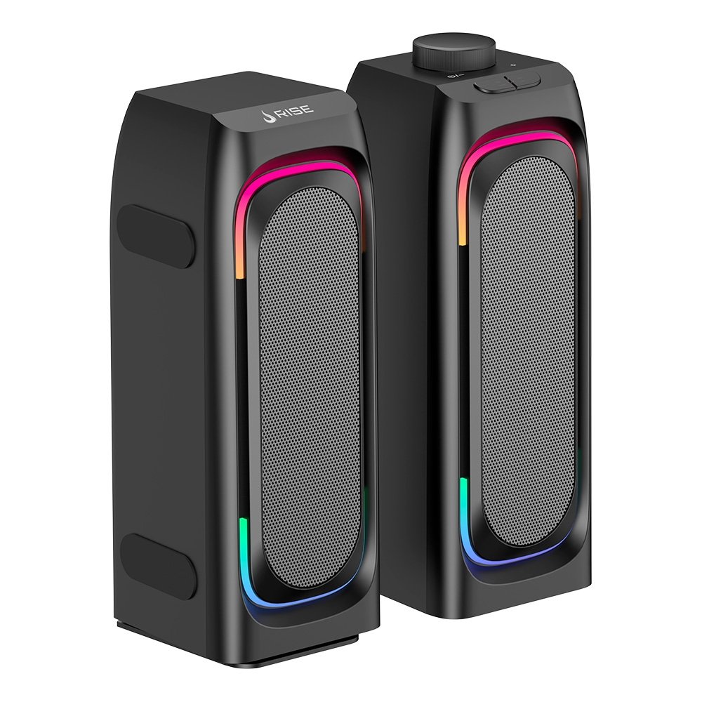Caixa de Som Gamer Rise Mode Laser S1, RGB Rainbow, Bluetooth e P2 3.5mm, 5Wx2, Preto - RM-SPL-01-RGB
