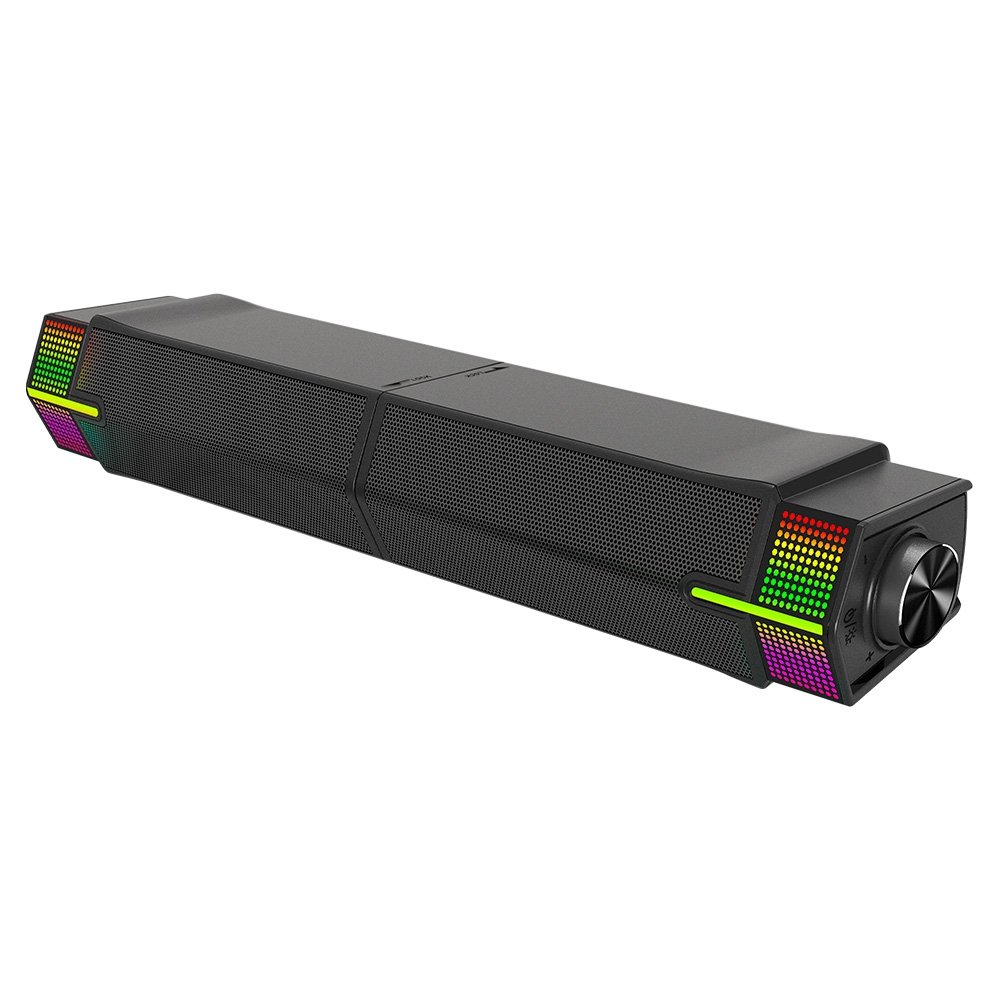 Caixa de Som Gamer ( Balão.info) Laser S2, RGB Rainbow, Bluetooth e P2 3.5mm, 5Wx2, Preto - RM-SPL-02-RGB - foto 2