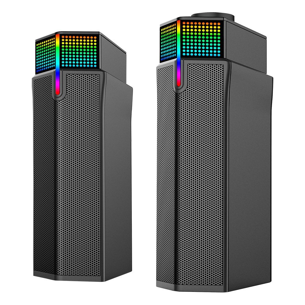 Caixa de Som Gamer ( Balão.info) Laser S2, RGB Rainbow, Bluetooth e P2 3.5mm, 5Wx2, Preto - RM-SPL-02-RGB - foto 3