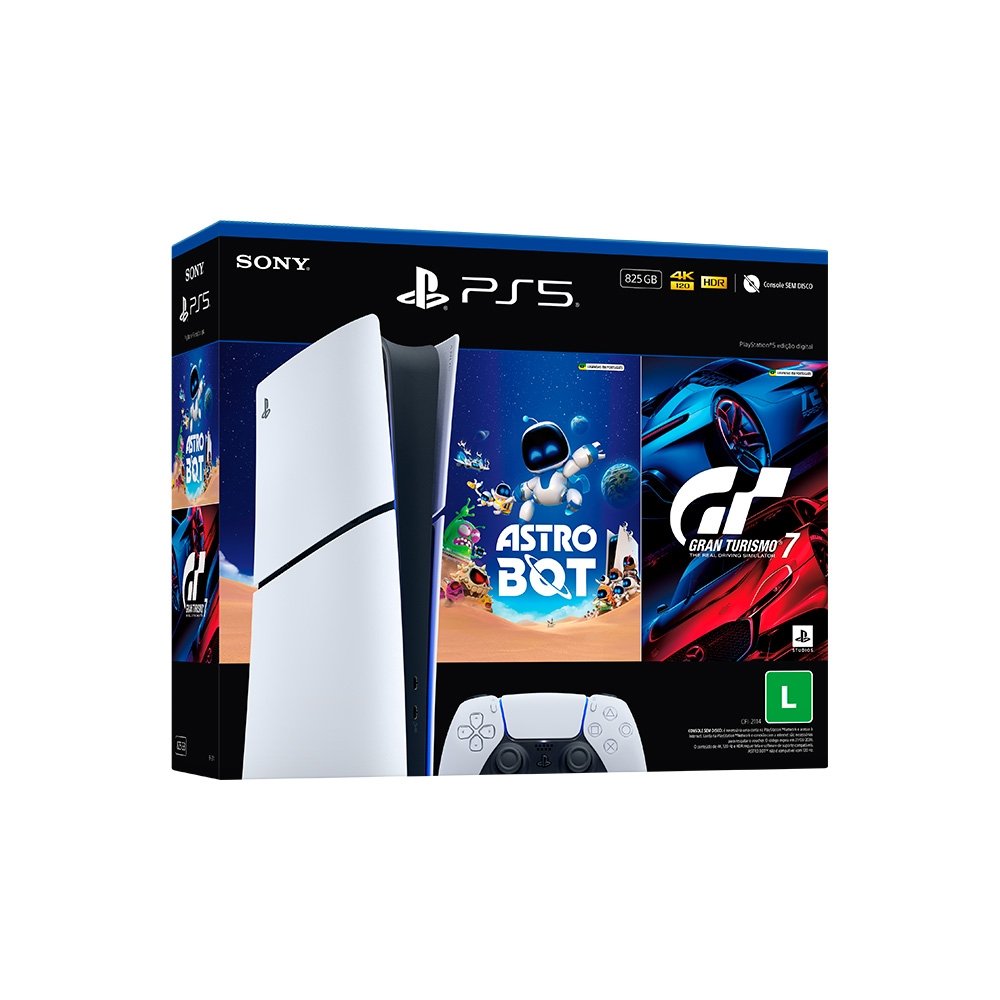 Imagem 2 de 6 do produto Console Sony PlayStation 5, Edição Digital, SSD 825GB, Controle Sem Fio DualSense + 2 Jogos Digitais - 1000050614