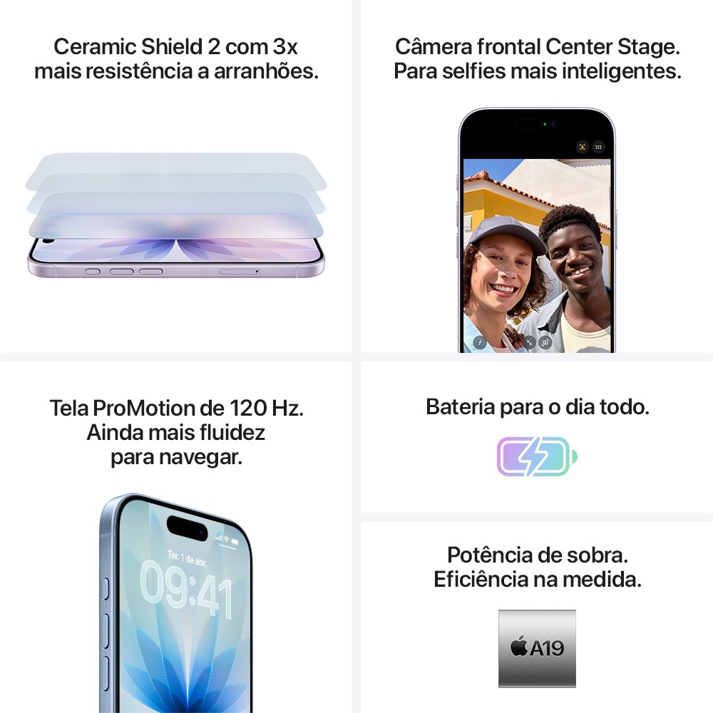 Imagem 7 de 11 do produto iPhone 17 Apple 256GB, Câmera Dupla Fusion 48MP, Tela 6.3" Super Retina XDR, Preto