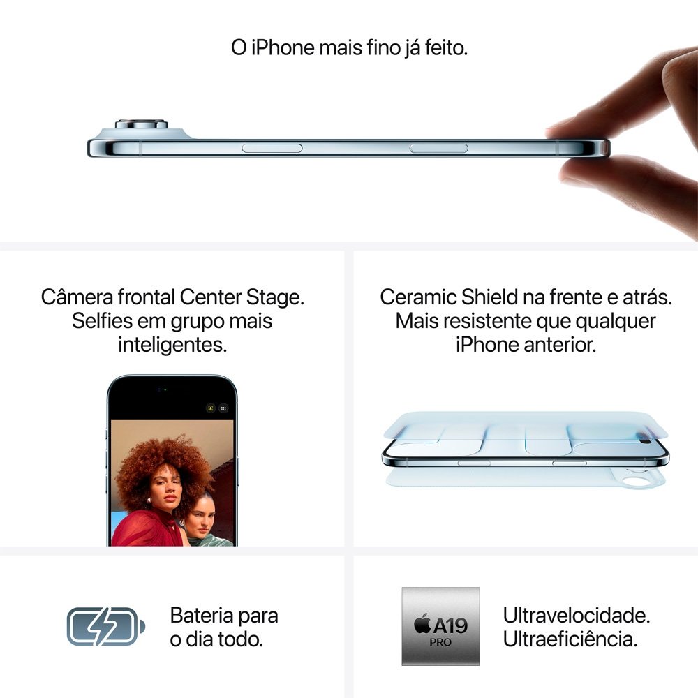 iPhone Air Apple 256GB, Câmera Fusion de 48MP, Tela 6.5 Super Retina XDR, Azul-céu - view 6