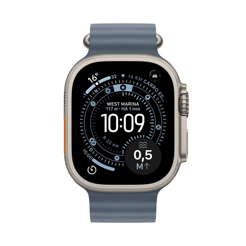 Apple Watch Ultra 3 GPS + Cellular, Caixa Natural de Titânio de 49 mm, Pulseira Oceano Azul-âncora - MEWH4BE/A - view 2