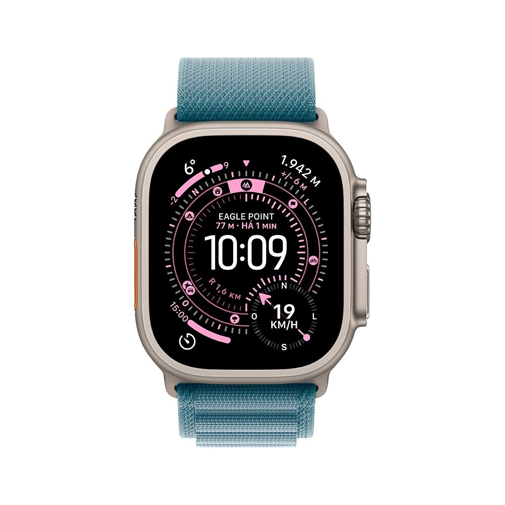 Apple Watch Ultra 3 GPS + Cellular, Caixa Natural de Titânio de 49 mm, Pulseira loop Alpina azul-clara, M - MEWM4BE/A - view 2