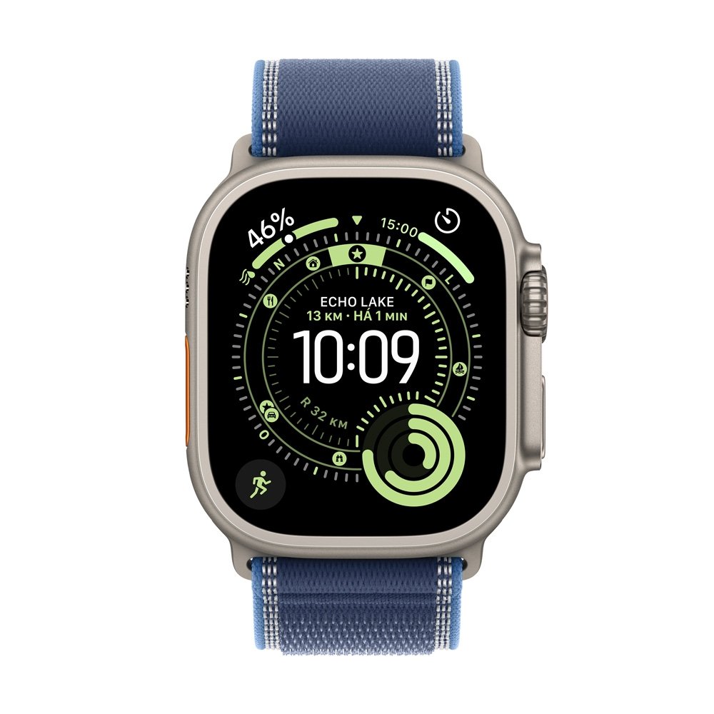 Apple Watch Ultra 3 GPS + Cellular, Caixa Natural de Titânio de 49 mm, Pulseira loop Trail Azul/Azul-Brilhante, M/G - MEWU4BE/A Apple Watch Ultra 3 GPS + Cellular, Caixa Natural de Titânio de 49 mm, Pulseira loop Trail Azul/Azul-Brilhante, M/G - MEWU4BE/A