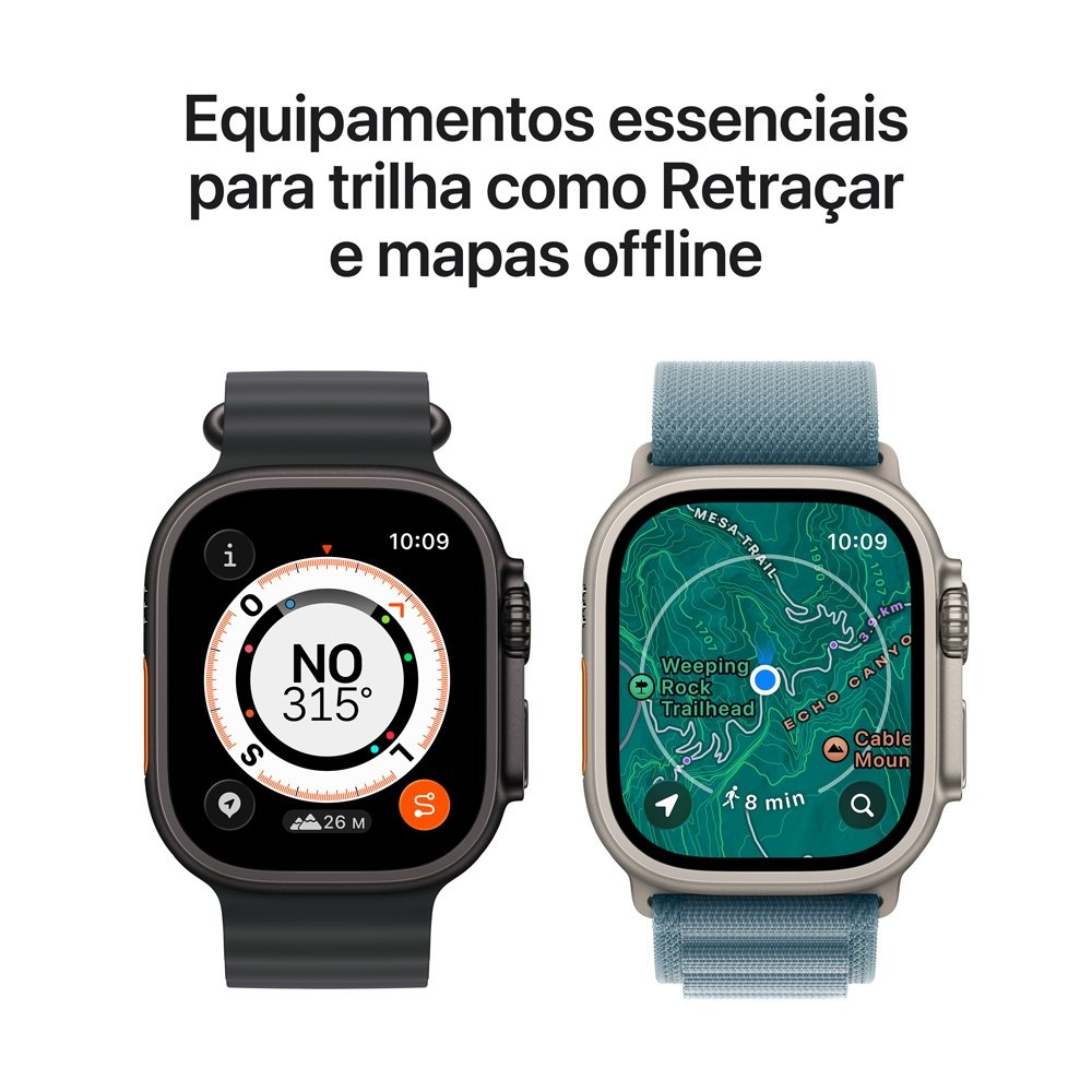 Apple Watch Ultra 3 GPS + Cellular, Caixa Natural de Titânio de 49 mm, Pulseira Natural Estilo Milanês de Titânio, M - MEWY4BE/A Apple Watch Ultra 3 GPS + Cellular, Caixa Natural de Titânio de 49 mm, Pulseira Natural Estilo Milanês de Titânio, M - MEWY4BE/A