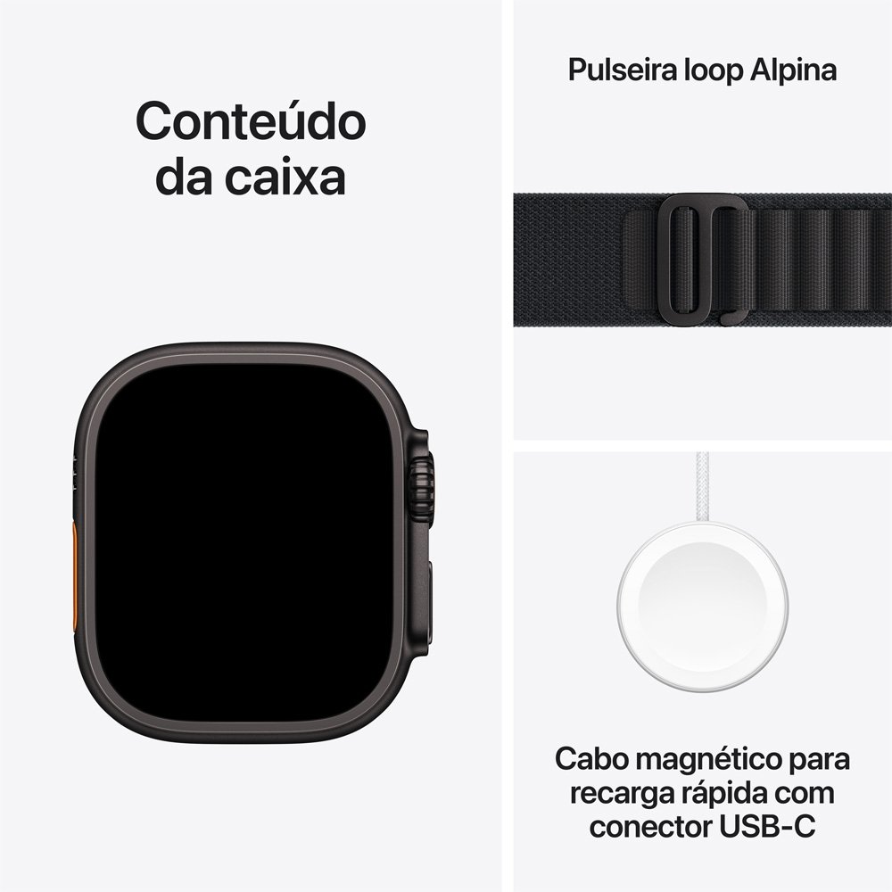 Apple Watch Ultra 3 GPS + Cellular, Caixa Preta de Titânio de 49 mm, Pulseira loop Alpina Preta, M - MF0V4BE/A - view 7