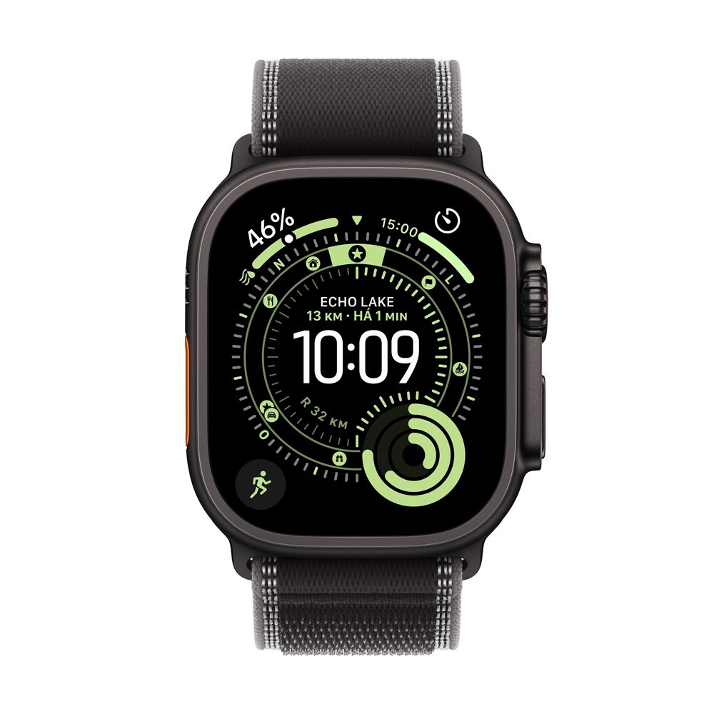 Apple Watch Ultra 3 GPS + Cellular, Caixa Preta de Titânio de 49 mm, Pulseira loop Trail Preta/Carvão, M/G - MF1H4BE/A Apple Watch Ultra 3 GPS + Cellular, Caixa Preta de Titânio de 49 mm, Pulseira loop Trail Preta/Carvão, M/G - MF1H4BE/A