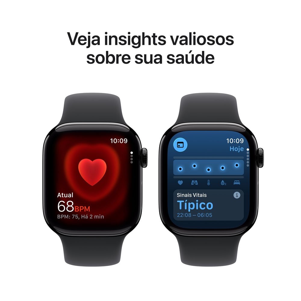 Apple Watch Series 11 GPS, Caixa Preto Brilhante de Alumínio de 42 mm, Pulseira Esportiva Preta, Tamanho M/G - MEQU4AM/A - view 4