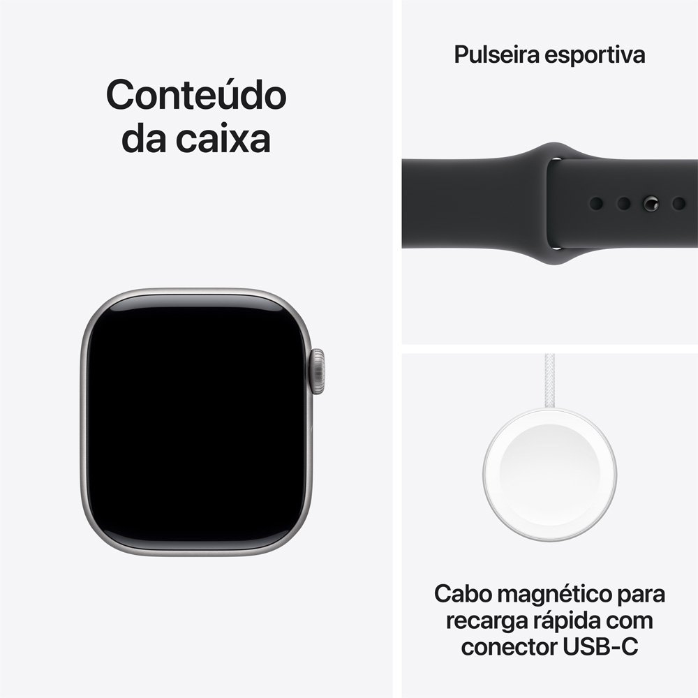 Apple Watch Series 11 GPS, Caixa Cinza-espacial de Alumínio de 42 mm, Pulseira Esportiva Preta, Tamanho P/M - MEQW4AM/A - view 8