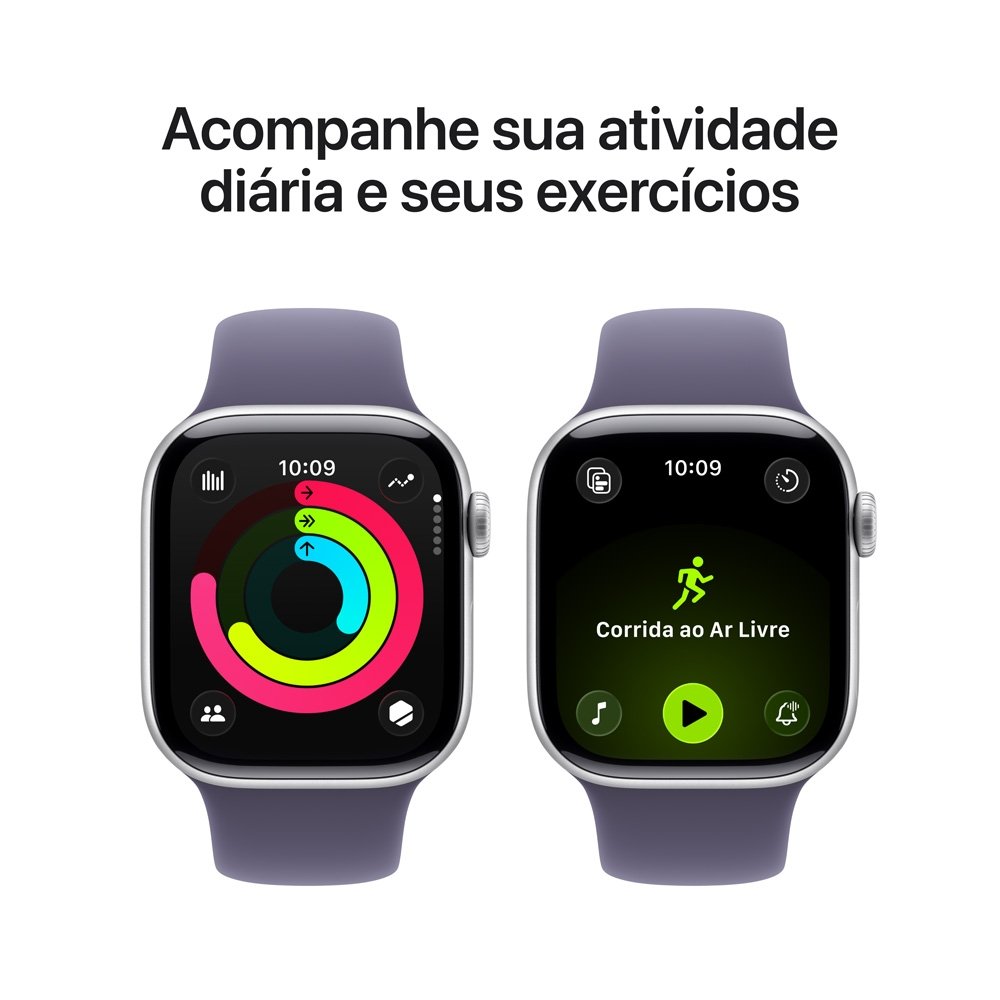 Apple Watch Series 11 GPS, Caixa Prateada de Alumínio de 42 mm, Pulseira Esportiva Roxo-névoa, Tamanho P/M - MEU64AM/A - view 4
