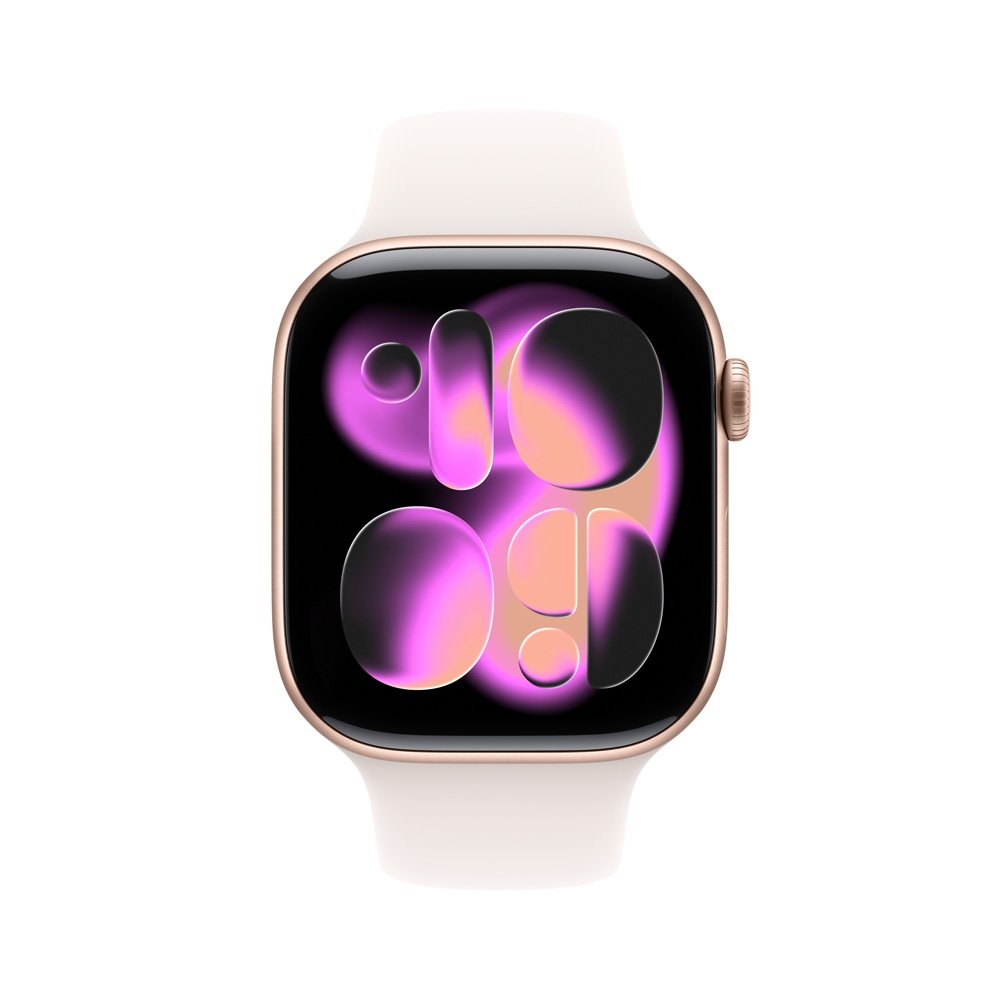 Apple Watch Series 11 GPS, Caixa Cor de Ouro Rosa de Alumínio de 46 mm, Pulseira Esportiva Blush-clara, Tamanho P/M - MEV64AM/A - view 2
