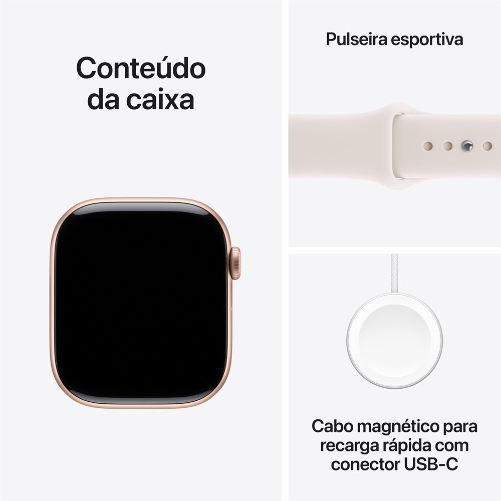 Apple Watch Series 11 GPS, Caixa Cor de Ouro Rosa de Alumínio de 46 mm, Pulseira Esportiva Blush-clara, Tamanho P/M - MEV64AM/A - view 8