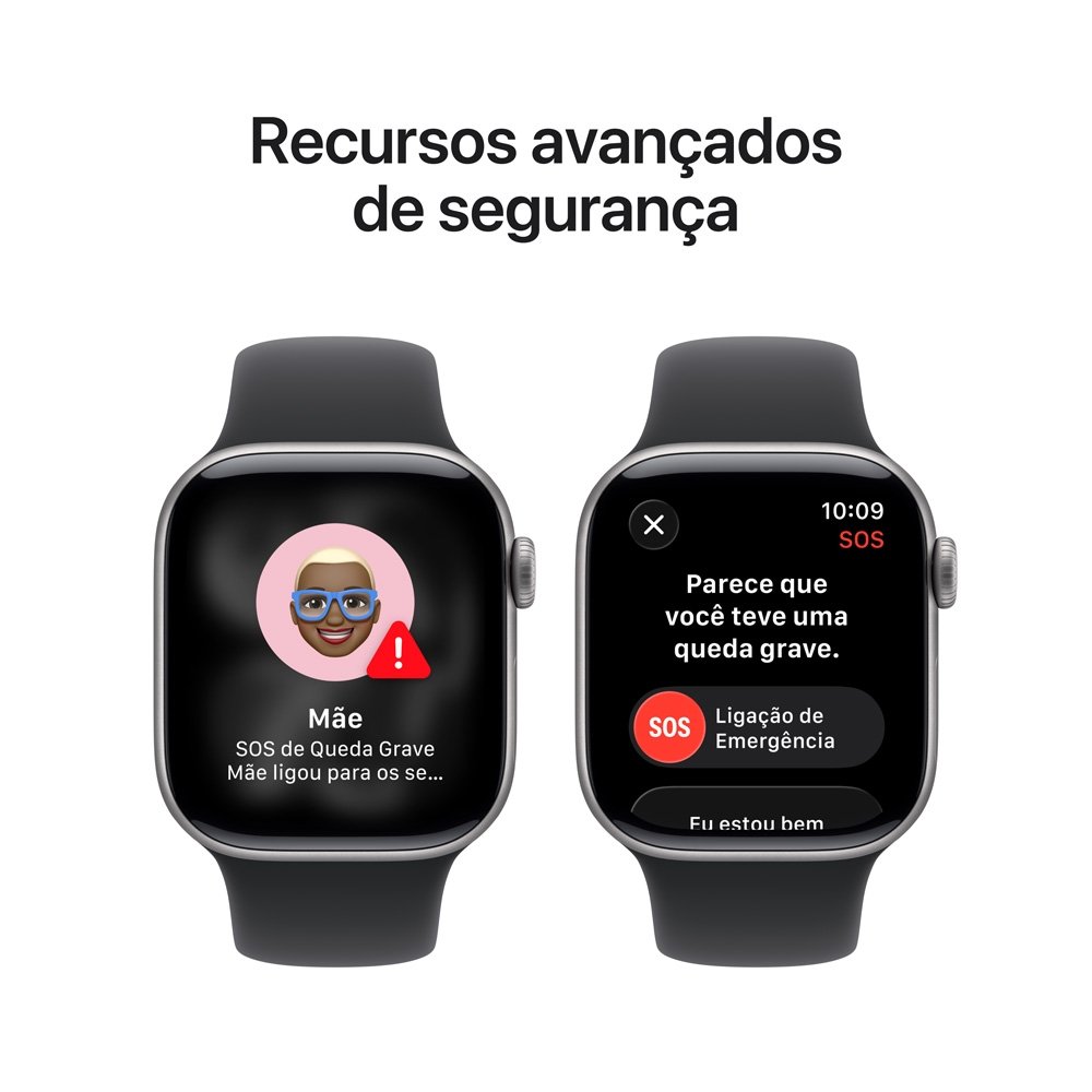 Apple Watch Series 11 GPS + Cellular, Caixa Cinza-espacial de Alumínio de 42 mm, Pulseira esportiva Preta, Tamanho P/M - MF8A4AM/A Apple Watch Series 11 GPS + Cellular, Caixa Cinza-espacial de Alumínio de 42 mm, Pulseira esportiva Preta, Tamanho P/M - MF8A4AM/A
