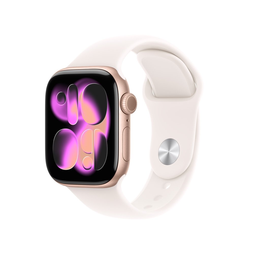 Apple Watch Series 11 GPS + Cellular, Caixa Cor de Ouro Rosa de Alumínio de 42 mm, Pulseira Esportiva Blush-clara, Tamanho P/M - MF8E4AM/A