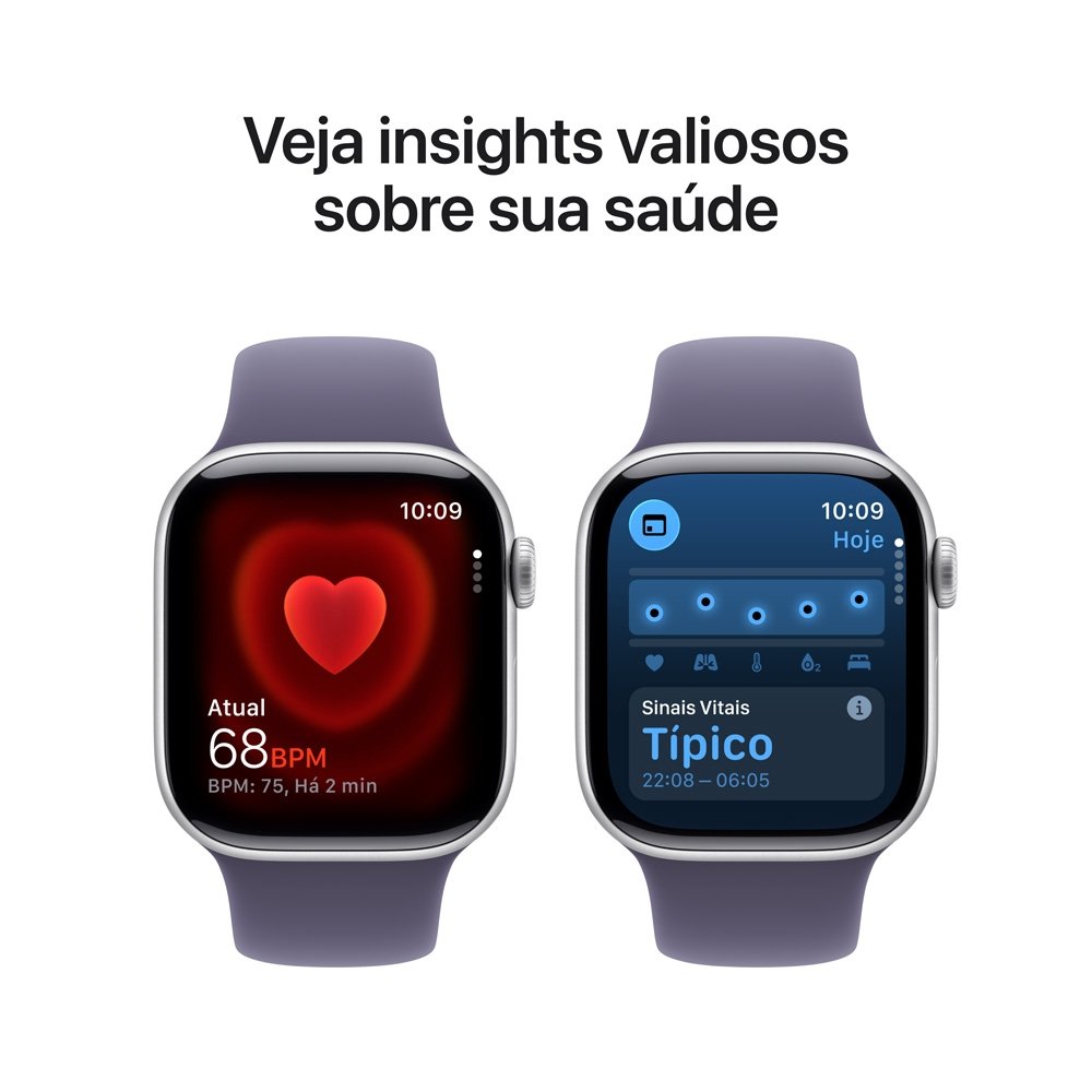 Apple Watch Series 11 GPS + Cellular, Caixa Prateada de Alumínio de 42 mm, Pulseira Esportiva Roxo-névoa, Tamanho P/M - MF8H4AM/A Apple Watch Series 11 GPS + Cellular, Caixa Prateada de Alumínio de 42 mm, Pulseira Esportiva Roxo-névoa, Tamanho P/M - MF8H4AM/A