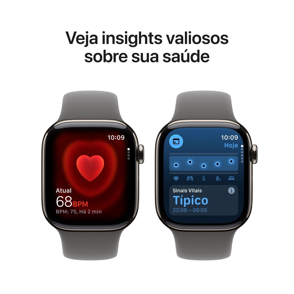Apple Watch Series 11 GPS + Cellular, Caixa Natural de Titânio de 42 mm, Pulseira Esportiva Cinza-pedra, Tamanho P/M - MF8M4AM/A - view 5