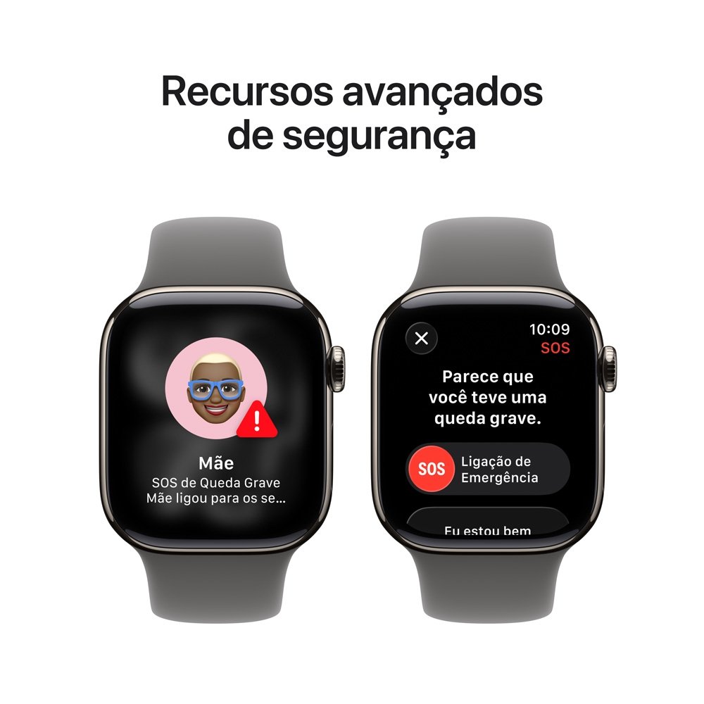 Apple Watch Series 11 GPS + Cellular, Caixa Natural de Titânio de 42 mm, Pulseira Esportiva Cinza-pedra, Tamanho P/M - MF8M4AM/A - view 6