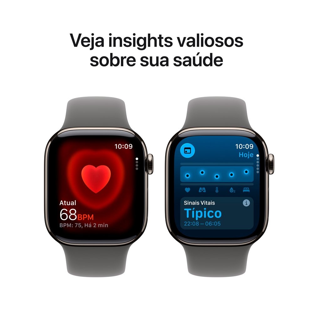 Apple Watch Series 11 GPS + Cellular, Caixa Natural de Titânio de 42 mm, Pulseira esportiva Cinza-pedra, Tamanho M/G - MF8N4AM/A - view 5