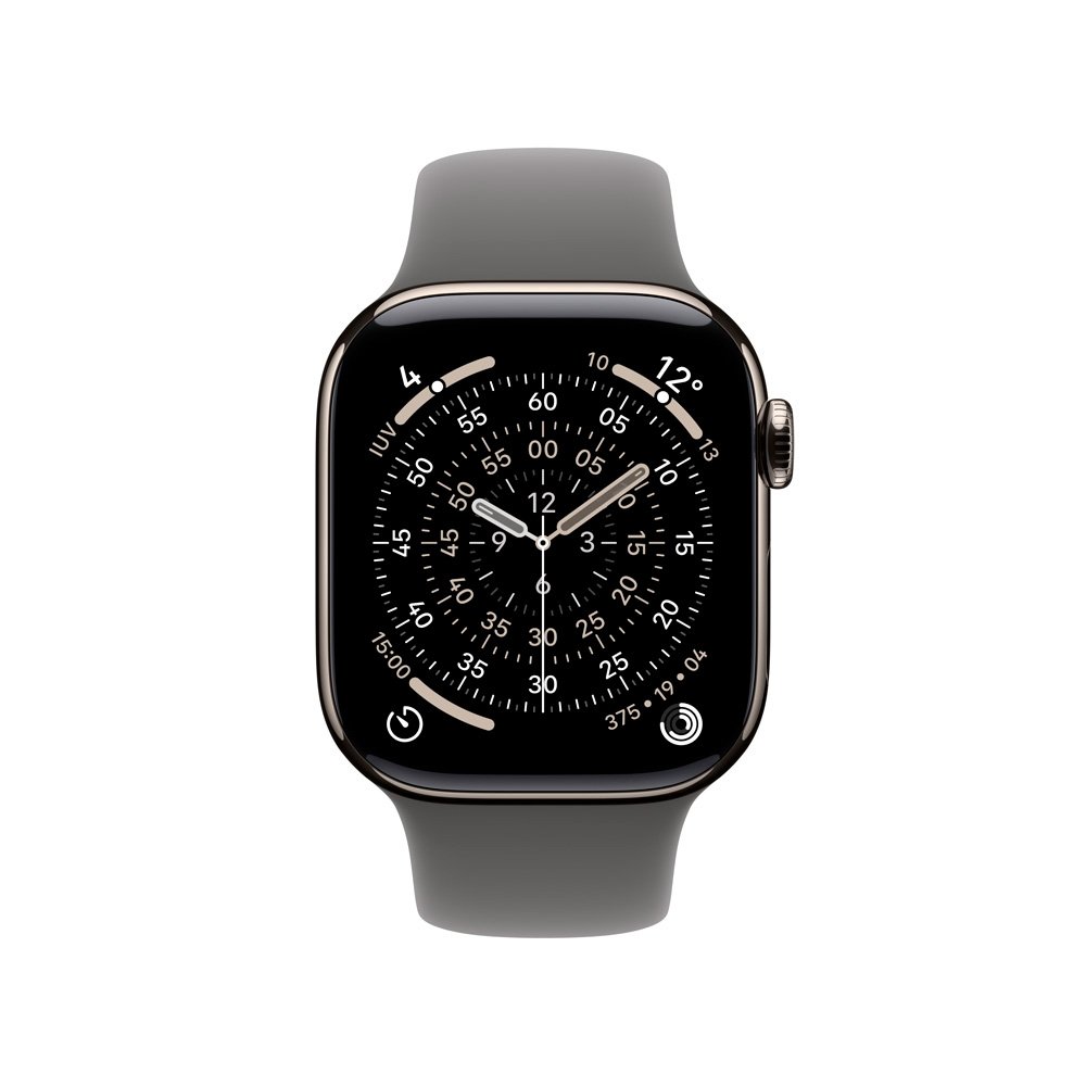 Apple Watch Series 11 GPS + Cellular, Caixa Natural de Titânio de 42 mm, Pulseira esportiva Cinza-pedra, Tamanho M/G - MF8N4AM/A - view 2