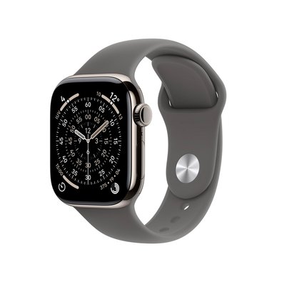 Apple Watch Series 11 GPS + Cellular, Caixa Natural de Titânio de 42 mm, Pulseira esportiva Cinza-pedra, Tamanho M/G - MF8N4AM/A