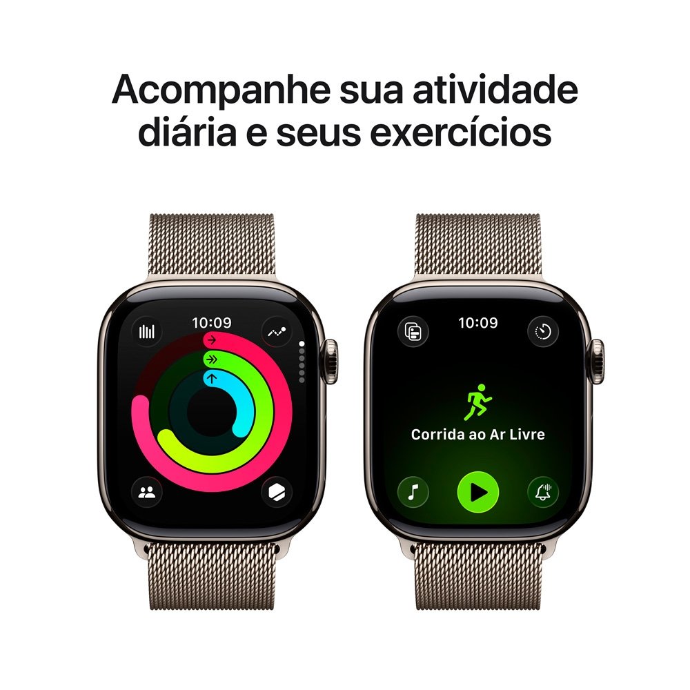 Apple Watch Series 11 GPS + Cellular, Caixa Natural de Titânio de 42 mm, Pulseira Natural Estilo Milanês - MF8P4AM/A - view 4