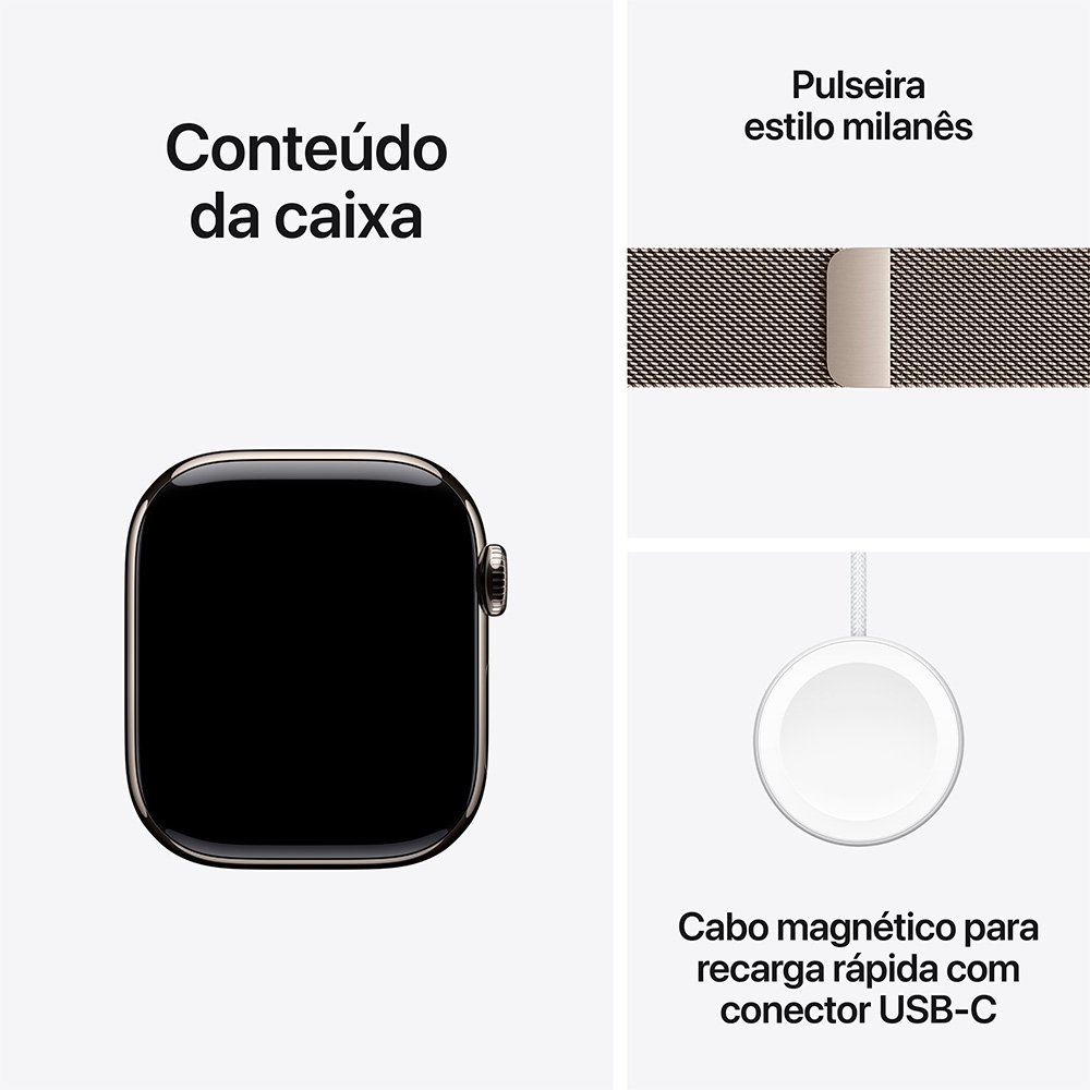 Apple Watch Series 11 GPS + Cellular, Caixa Natural de Titânio de 42 mm, Pulseira Natural Estilo Milanês - MF8P4AM/A - view 8