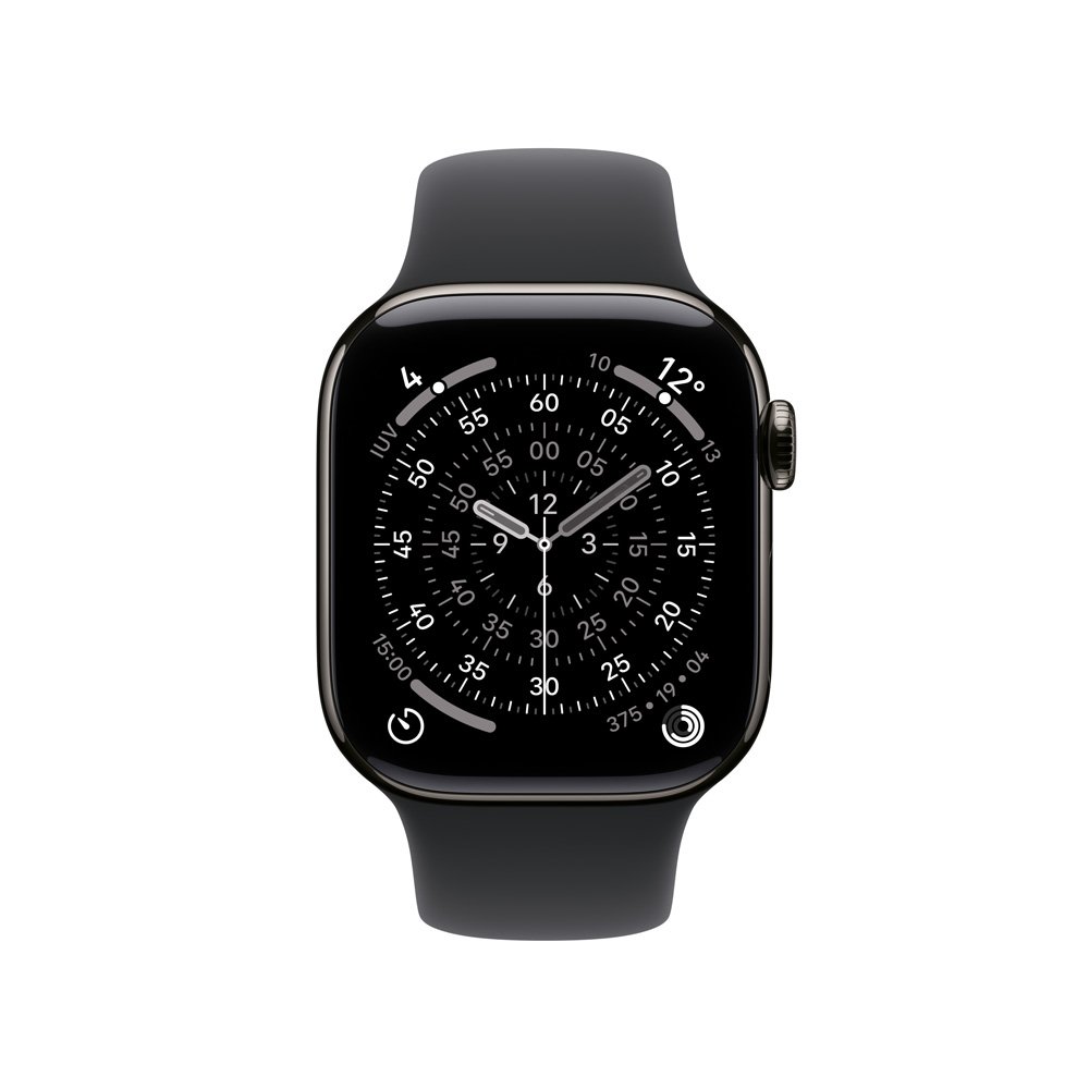 Apple Watch Series 11 GPS + Cellular, Caixa ardósia de titânio de 42 mm, Pulseira esportiva Preta, Tamanho P/M - MF8R4AM/A - view 2