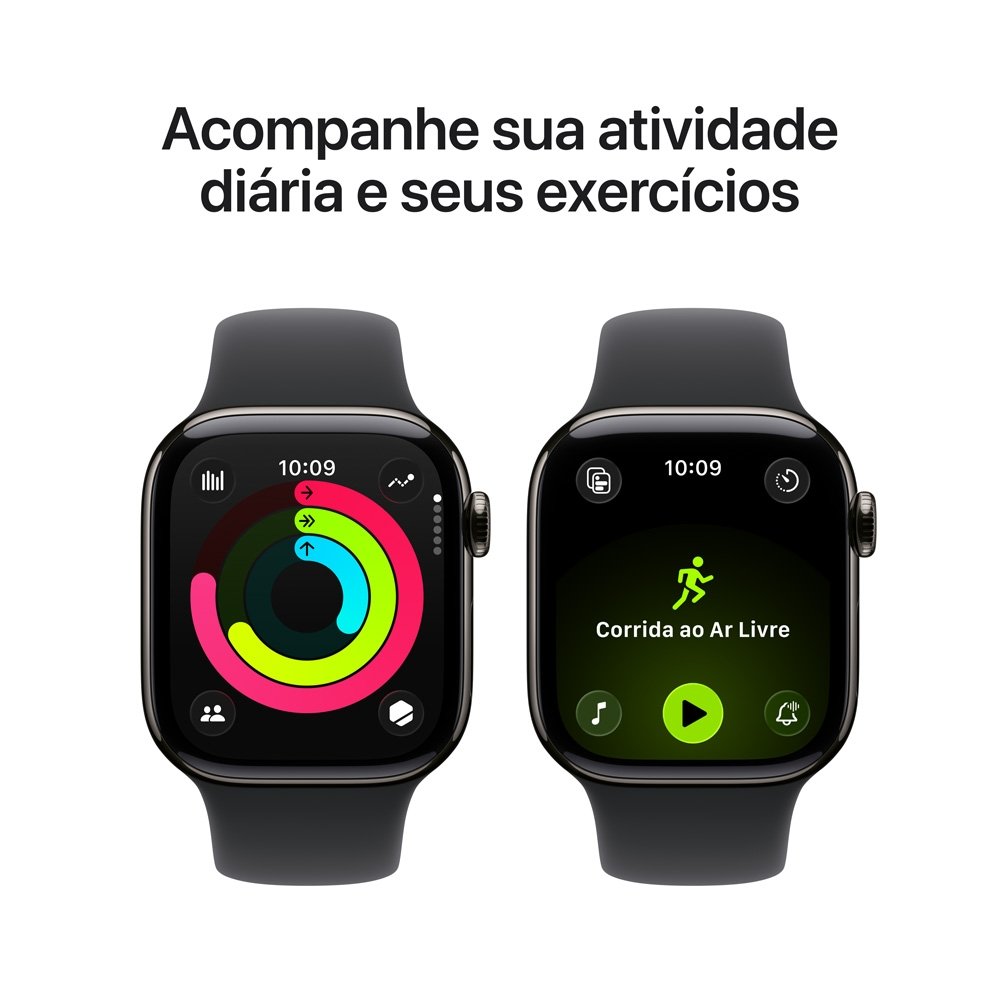 Apple Watch Series 11 GPS + Cellular, Caixa ardósia de titânio de 42 mm, Pulseira esportiva Preta, Tamanho P/M - MF8R4AM/A - view 5