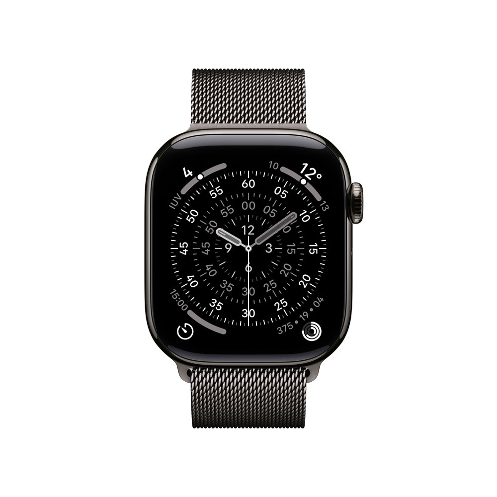Imagem 2 de 9 do produto Apple Watch Series 11 GPS + Cellular, Caixa Ardósia de Titânio de 42 mm, Pulseira Ardósia Estilo Milanês - MF8U4AM/A
