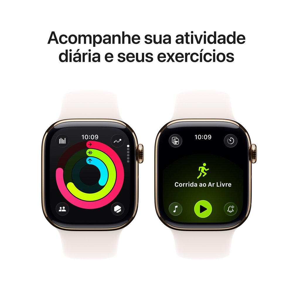 Apple Watch Series 11 GPS + Cellular, Caixa Dourada de Titânio de 42 mm, Pulseira Esportiva Blush-clara, Tamanho P/M - MF8W4AM/A - view 4