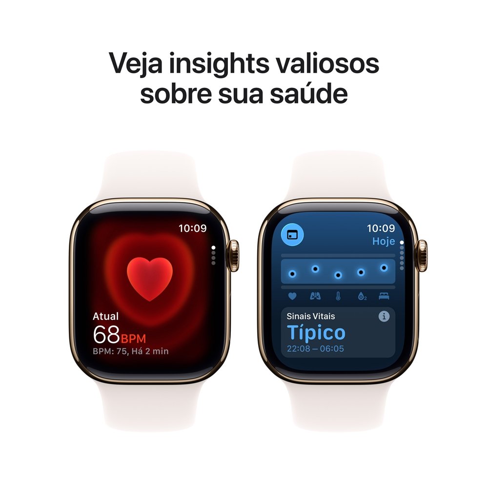 Apple Watch Series 11 GPS + Cellular, Caixa Dourada de Titânio de 42 mm, Pulseira Esportiva Blush-clara, Tamanho P/M - MF8W4AM/A - view 5