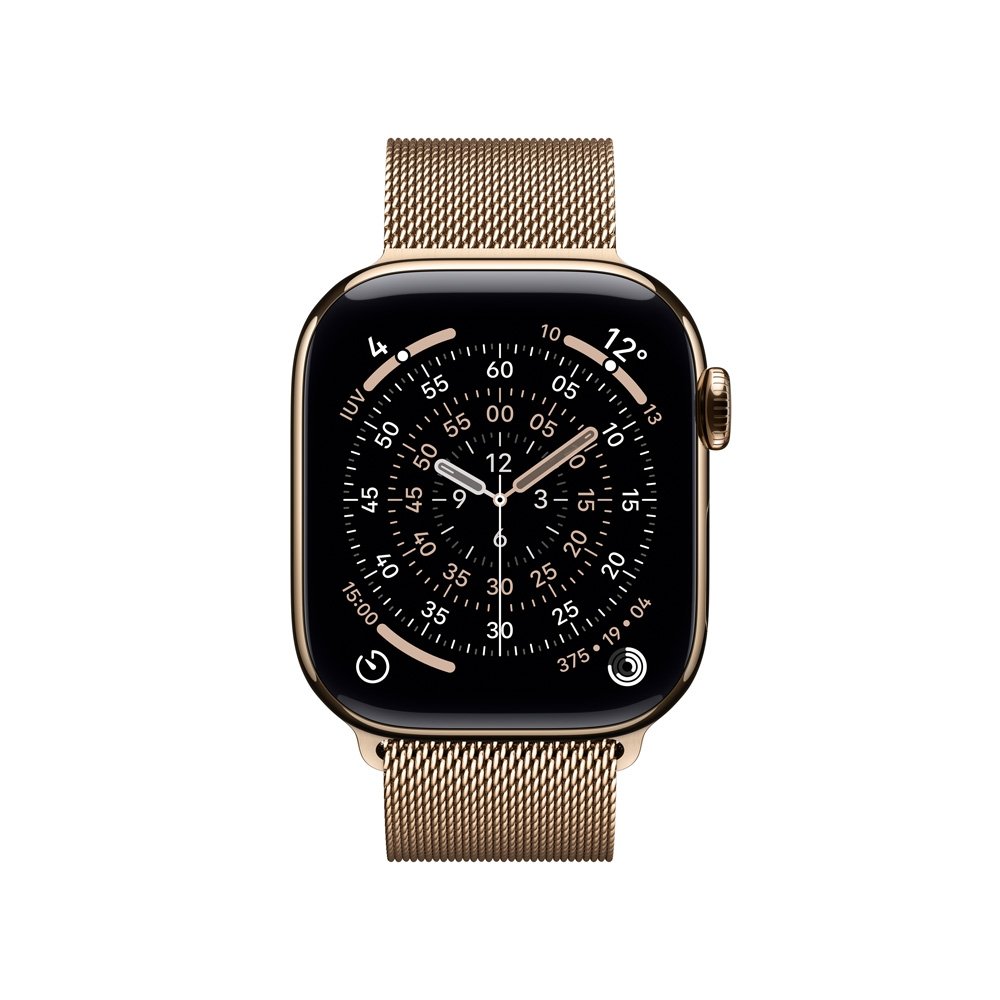 Apple Watch Series 11 GPS + Cellular, Caixa Dourada de Titânio de 42 mm, Pulseira Dourada Estilo Milanês - MF8Y4AM/A Apple Watch Series 11 GPS + Cellular, Caixa Dourada de Titânio de 42 mm, Pulseira Dourada Estilo Milanês - MF8Y4AM/A