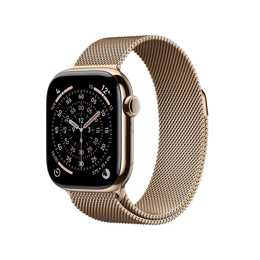 Apple Watch Series 11 GPS + Cellular, Caixa Dourada de Titânio de 42 mm, Pulseira Dourada Estilo Milanês - MF8Y4AM/A Apple Watch Series 11 GPS + Cellular, Caixa Dourada de Titânio de 42 mm, Pulseira Dourada Estilo Milanês - MF8Y4AM/A