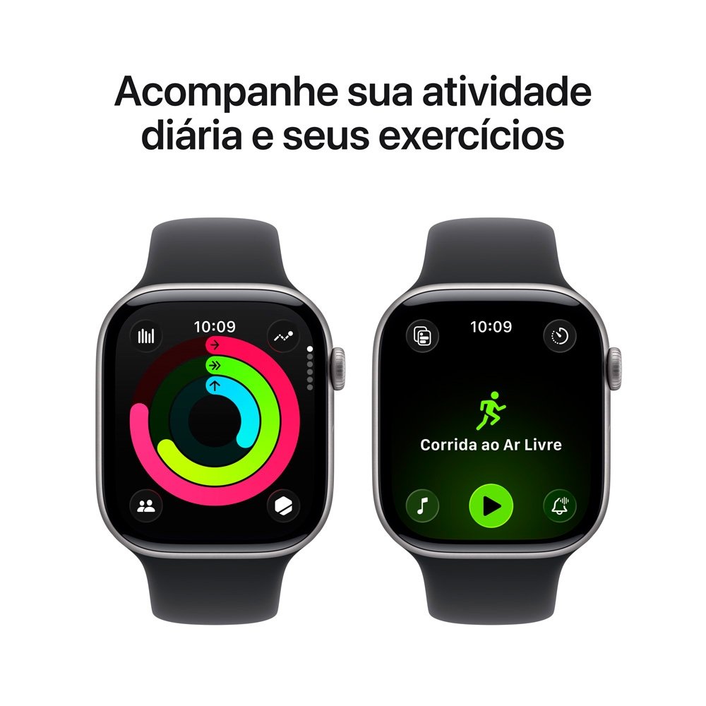 Imagem 4 de 9 do produto Apple Watch Series 11 GPS + Cellular, Caixa Cinza-espacial de Alumínio de 46 mm, Pulseira esportiva Preta, Tamanho M/G - MFCA4AM/A