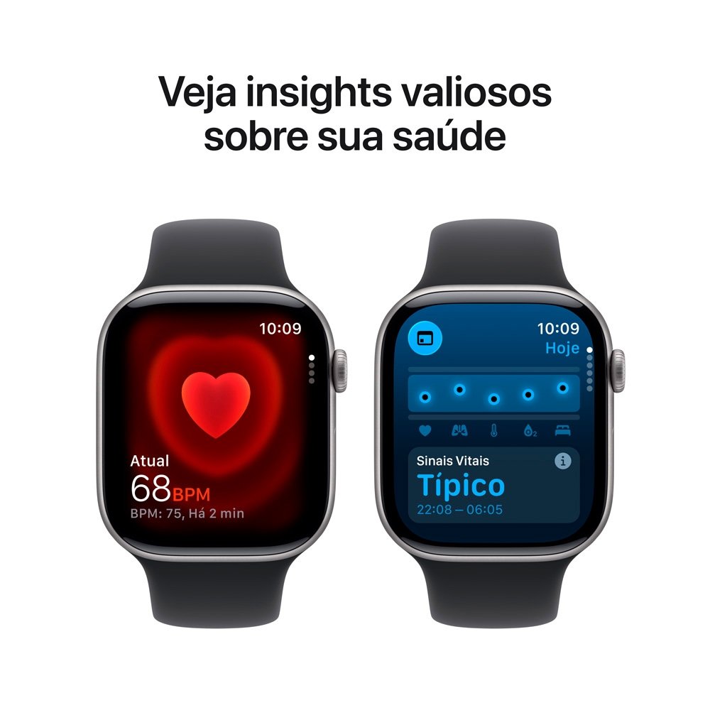 Imagem 5 de 9 do produto Apple Watch Series 11 GPS + Cellular, Caixa Cinza-espacial de Alumínio de 46 mm, Pulseira esportiva Preta, Tamanho M/G - MFCA4AM/A