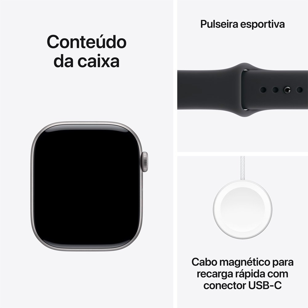 Imagem 8 de 9 do produto Apple Watch Series 11 GPS + Cellular, Caixa Cinza-espacial de Alumínio de 46 mm, Pulseira esportiva Preta, Tamanho M/G - MFCA4AM/A
