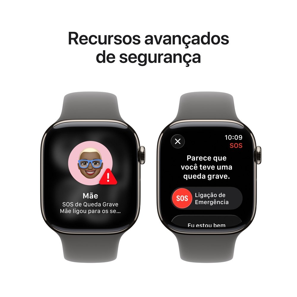 Apple Watch Series 11 GPS + Cellular, Caixa Natural de titânio de 46 mm, Pulseira Esportiva Cinza-Pedra, Tamanho M/G - MFCX4AM/A - view 6